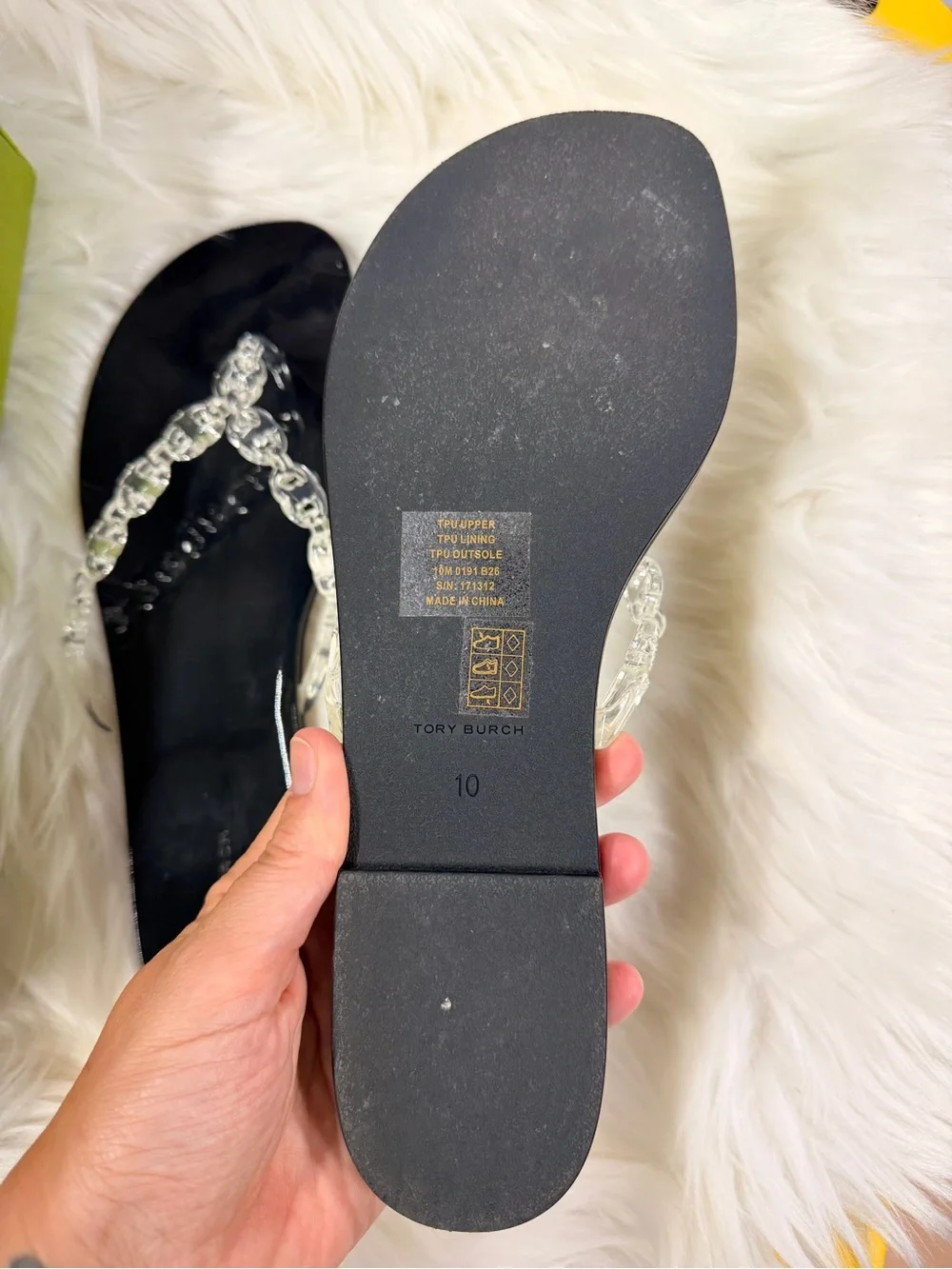 Tory Burch GEMINI LINK JELLY FLIP-FLOP in clear/black size 10 women’s shoes